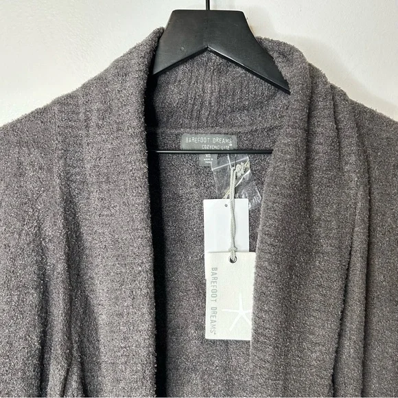 Barefoot Dreams Cozychic Lite Grey Open Cardigan Style 423 Size XS NWT - Picture 5 of 11
